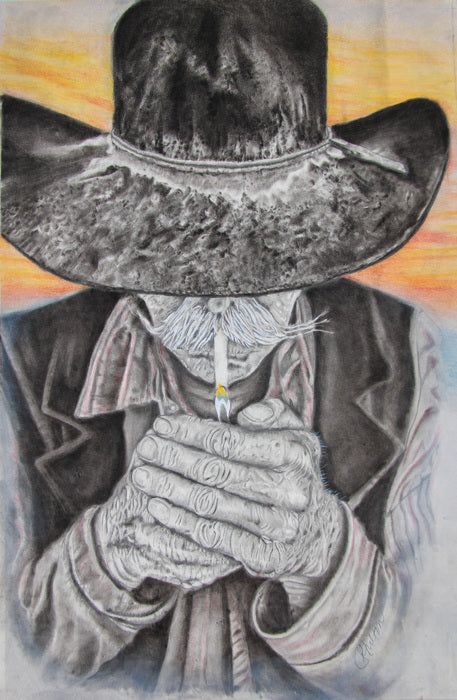 Dusk's Last Light, 2025, pencil and pastel, 9 x 12 in. / 22.86 x 30.48 cm.