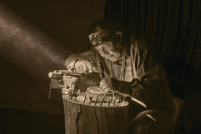 Navajo Silversmith, 2025, archival gold tone print, 16 x 24 in. / 40.64 x 60.96 cm.