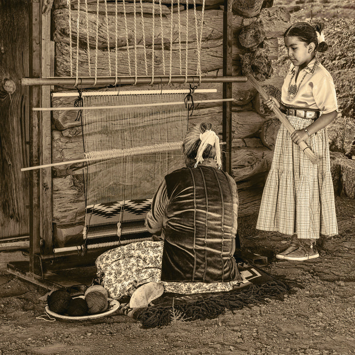 Weaving - Threads of Navajo Tradition and Expression, 2025, archival gold tone print, 20 x 20 in. / 50.8 x 50.8 cm.
