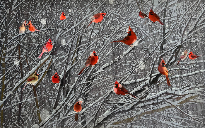 Winter's Embrace, 2024, mixed media, 24 x 26 in. / 60.96 x 66.04 cm.