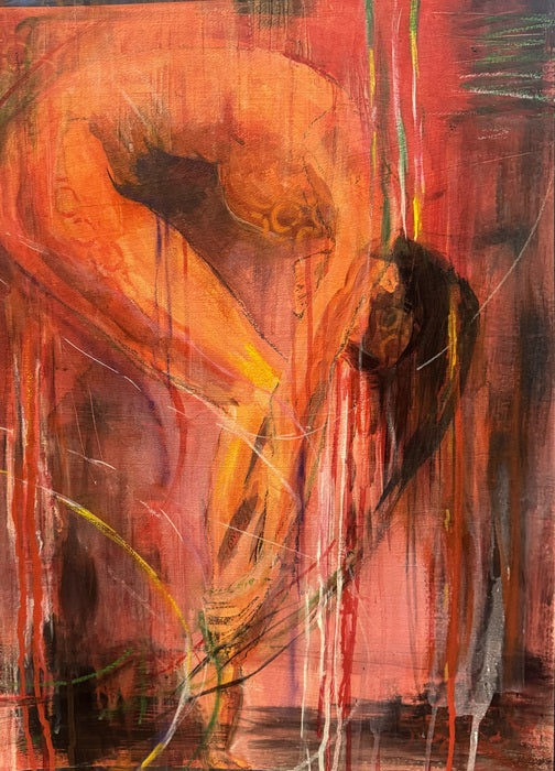 Tears of Fire, 2025, mixed media, 32 x 24 in. / 81.28 x 60.96 cm.