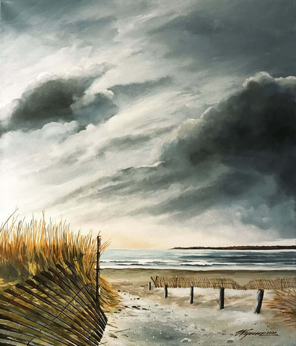 Storm on Long Beach Island, 2021, acrylic on canvas, 20 x 24 in. / 50.8 x 60.96 cm.
