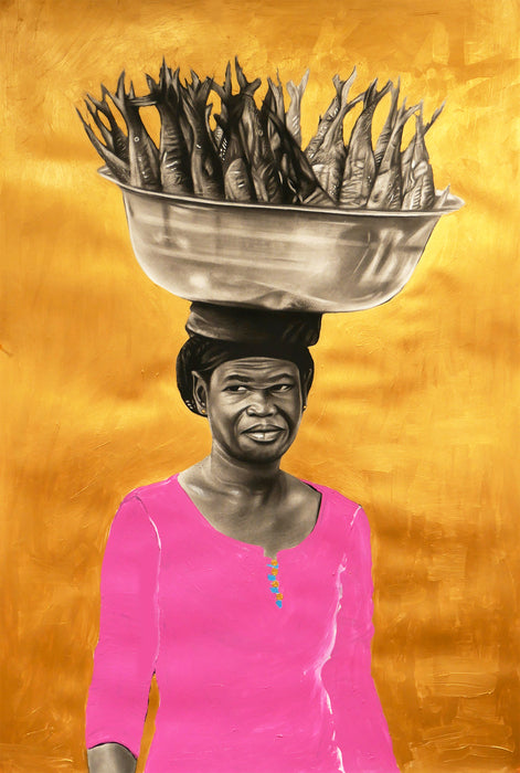 Smoked Fish Seller, 2022, mixed media, 41 x 28 in. / 104.14 x 71.12 cm.