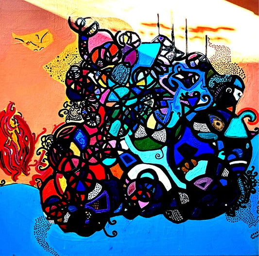 Surrender, 2025, acrylic paint and oil paint on canvas, 36 x 36 in. / 91.44 x 91.44 cm.