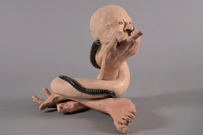 Ising Illusion or My Grandfather's Head, 2015, stoneware, 14 x 15 x 13.5 in. / 35.56 x 38.1 x 34.29 cm.