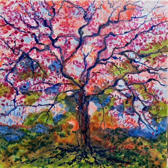 Felicidad, (Spanish for: Happiness), 2025, acrylic and ink, 20 x 20 in. / 50.8 x 50.8 cm.