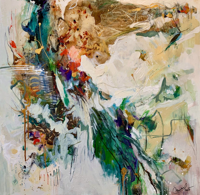 Énergie Présente, 2025, mixed media, 36 x 36 in. / 91.44 x 91.44 cm.