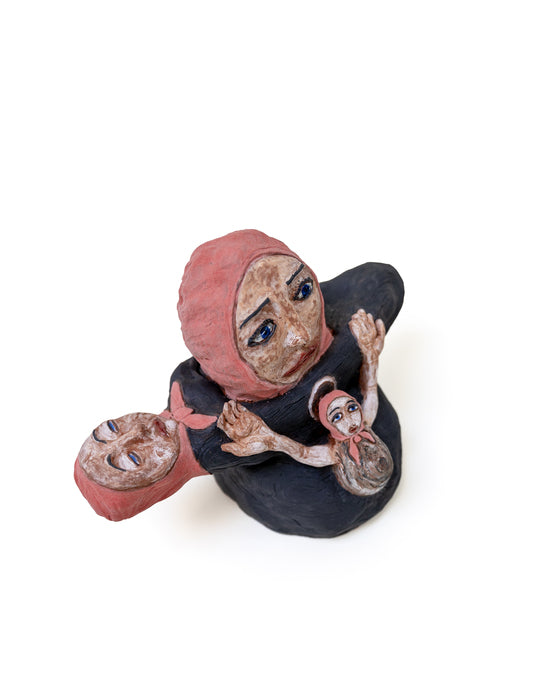 Maternal Sacrifice, 2025, ceramics, 9 x 10.5 x 7.7 in. / 22.86 x 26.67 x 19.55 cm.