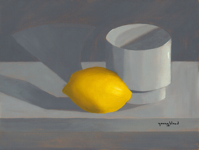 Lonely Lemon, 2022, oil on linen panel, 9 x 12 in. / 22.86 x 30.48 cm.
