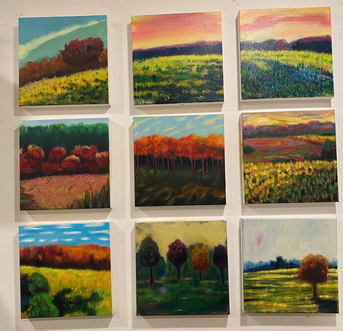 Landscape Quilt, 2025, acrylic on canvas, 40 x 40 in. / 101.6 x 101.6 cm.