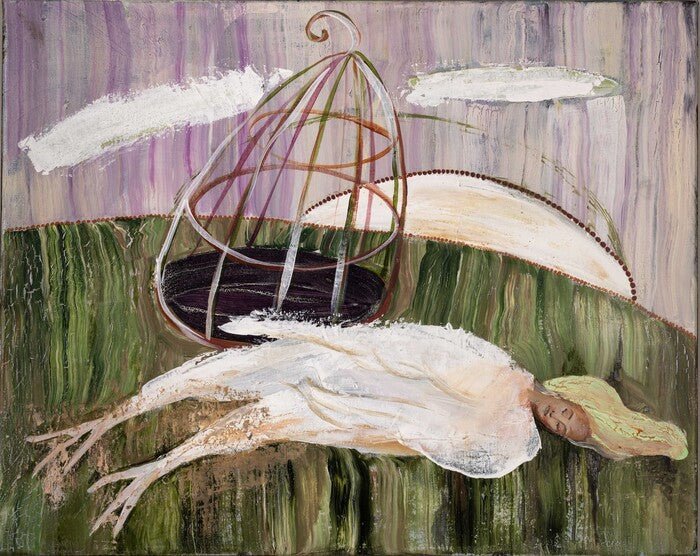 Siren Sleeping, 2023, acrylic on canvas, 18 x 24 in. / 45.72 x 60.96 cm.