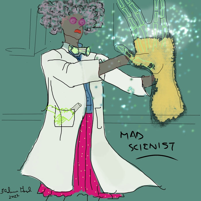 The Mad Scientist, 2023, digital, 24 x 36 in. / 60.96 x 91.44 cm.
