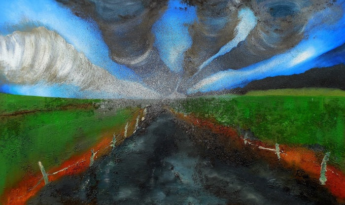 Tornados, 2011, mixed media on canvas, 24 x 40 in. / 60.96 x 101.6 cm.