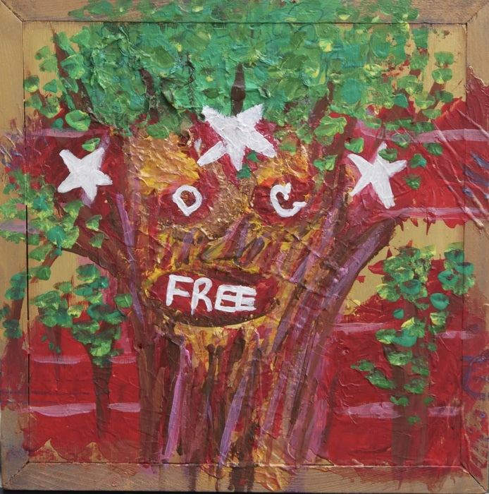 Free DC, 2025, acrylic on wood, 13.5 x 13.5 in. / 34.29 x 34.29 cm.