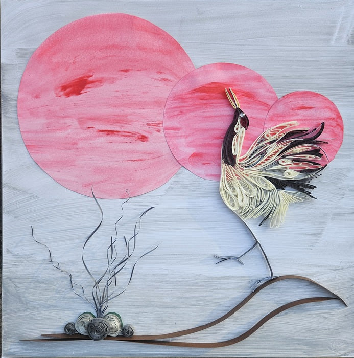 Crain Spotting, 2025, paper and alcohol ink on canvas, 13 x 12 in. / 33.02 x 30.48 cm.