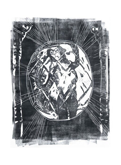 Vessle, 2025, relief print, 30 x 22 in. / 76.2 x 55.88 cm.
