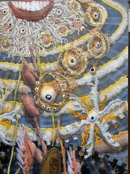 Shock and Awe (GTFO), 2025, mixed media, 90 x 45 in. / 228.6 x 114.3 cm.