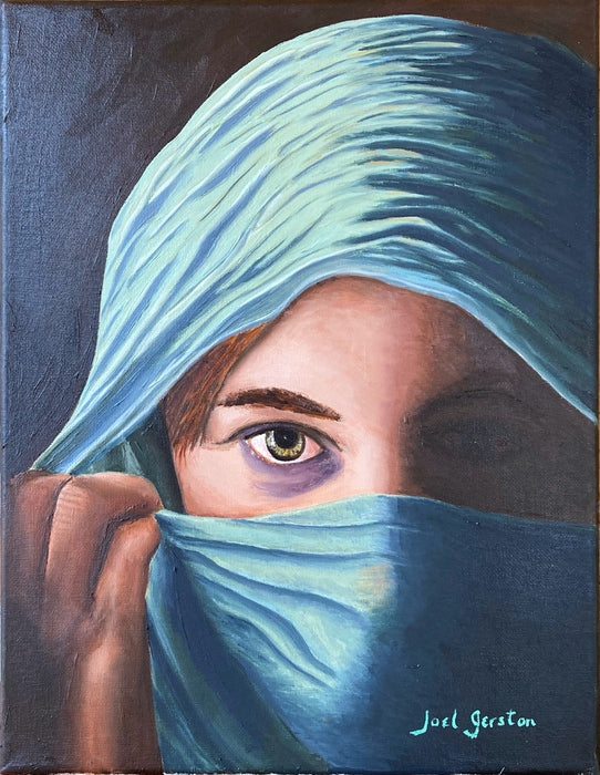 Veiled, 2023, oil, 14 x 11 in. / 35.56 x 27.94 cm.