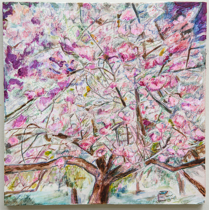 NJ Blossoms, 2026, acrylic, 12 x 12 in. / 30.48 x 30.48 cm.
