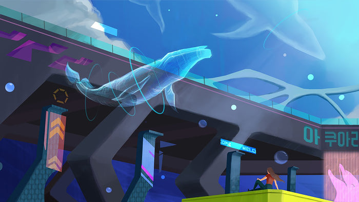 Future Aquarium, 2023, digital painting, 50 x 28 in. / 127 x 71.12 cm.