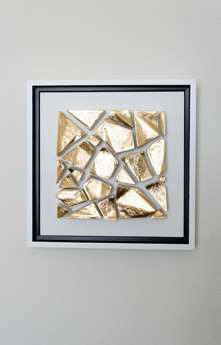Gold Standard II, 2026, golf leaf on plaster, 8 x 8 in. / 20.32 x 20.32 cm.