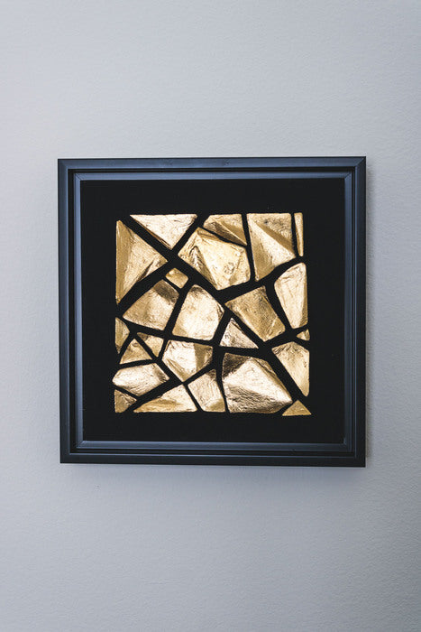Gold Standard III, 2026, gold leaf on plaster, 8 x 8 in. / 20.32 x 20.32 cm.