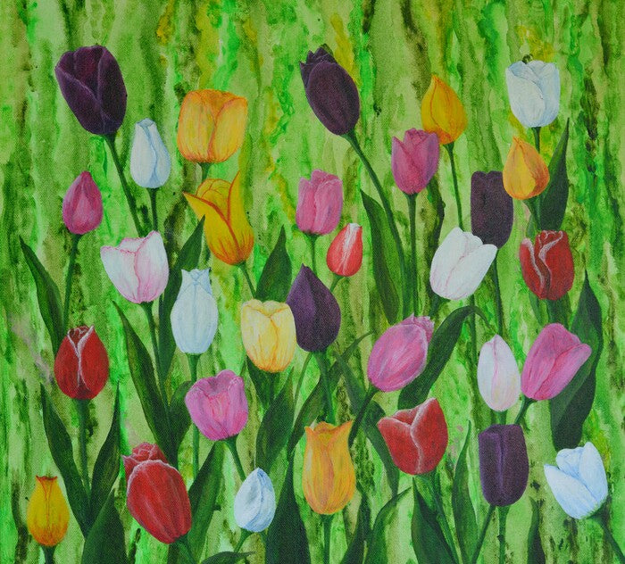 Tulips, 2020, acrylic, 20 x 20 in. / 50.8 x 50.8 cm.