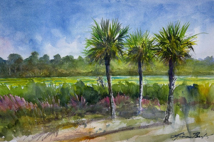 Marsh Trinity, 2025, watercolor, 17 x 12 in. / 43.18 x 30.48 cm.