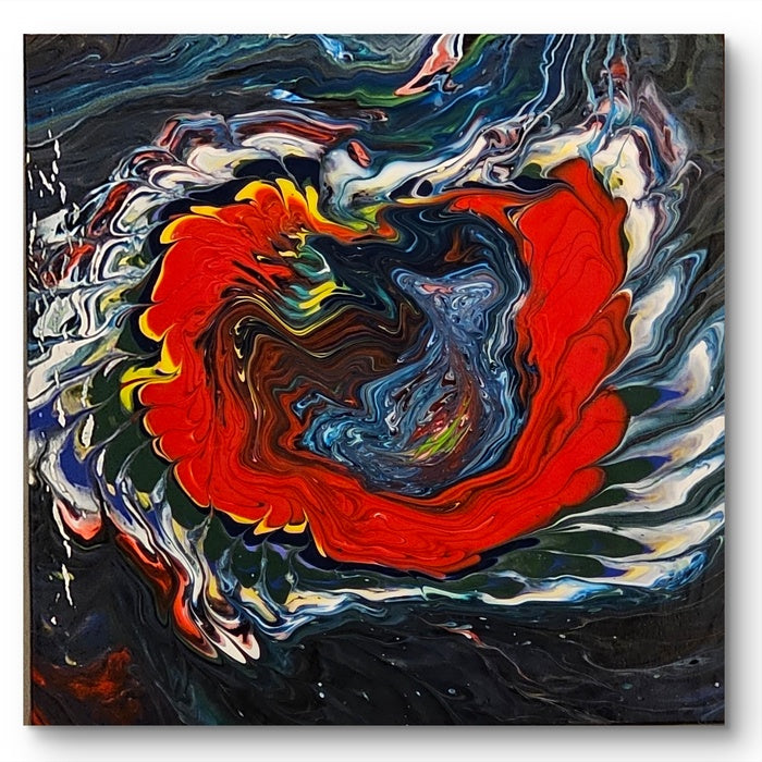 Heart of Chaos, 2025, acrylic on canvas, 24 x 24 in. / 60.96 x 60.96 cm.