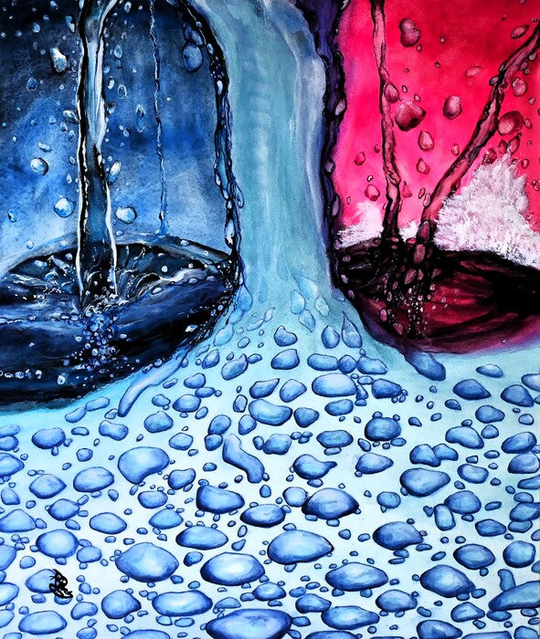 Water Droplets, 2026, watercolor on paper, 19 x 16 in. / 48.26 x 40.64 cm.