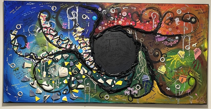 Black Hole on T1, 2025, mixed media, 2 x 4 ft. / 24 x 48 in.