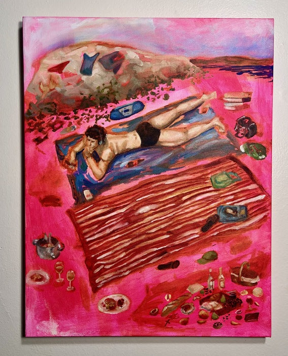 I Just Want To Get Away, 2026, oil and acrylic on canvas, 14 x 18 in. / 35.56 x 45.72 cm.