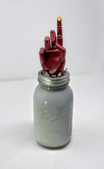 The One True Mason Jar, 2023, mixed media, 12 x 4 x 4 in. / 30.48 x 10.16 x 10.16 cm.