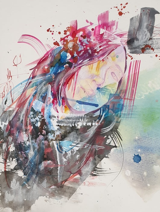 Portrait, 2023, mixed media, 9 x 16 in. / 22.86 x 40.64 cm.