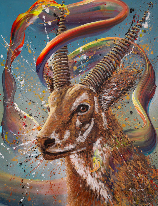 A Myth Amidst the Chaos, 2025, acrylic and mixed media on canvas, 89 x 116 cm. / 35 x 45.6 in.