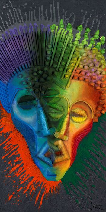 The Kiss, 2025, mixed media, 48 x 24 in. / 121.92 x 60.96 cm.