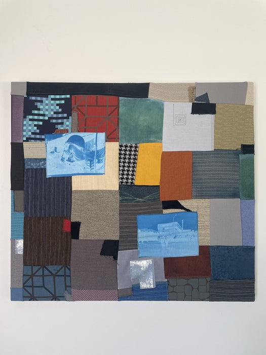 Keep Driving: Untitled 3, 2025, upcycled fabric and upholstery samples, 36 x 40 in. / 91.44 x 101.6 cm.