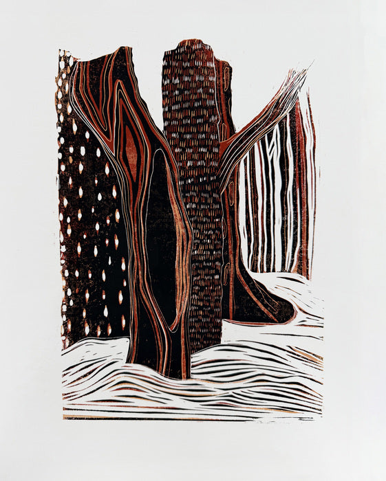 Winter Woods 2, 2026, printmaking, 11 x 15 in. / 27.94 x 38.1 cm.