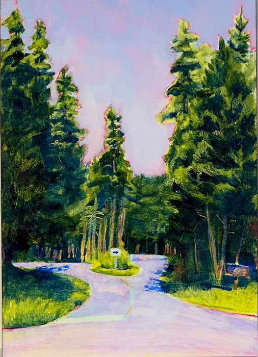Keep Right, 2025, acrylic, 5 x 7 in. / 12.7 x 17.78 cm.