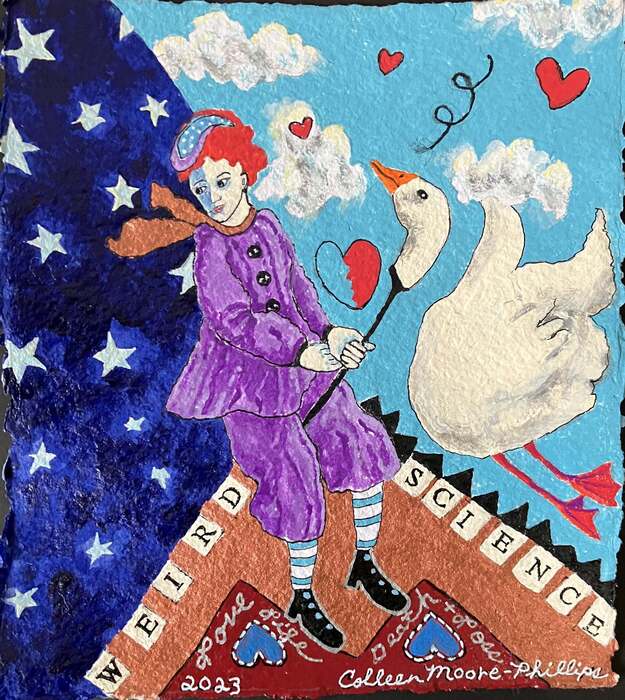 Weird Science, 2023, mixed media, 9 x 10 in. / 22.86 x 25.4 cm.