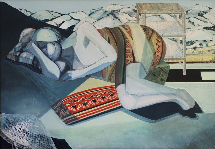 Lying Figure III (Liegende III), 1981, egg tempura on canvas, 80 x 115 cm. / 31.4 x 45.2 in.