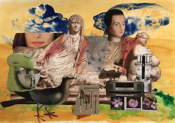 Rome in the New World No 1, 2022, acrylic and collage, 9 x 12 in. / 22.86 x 30.48 cm.