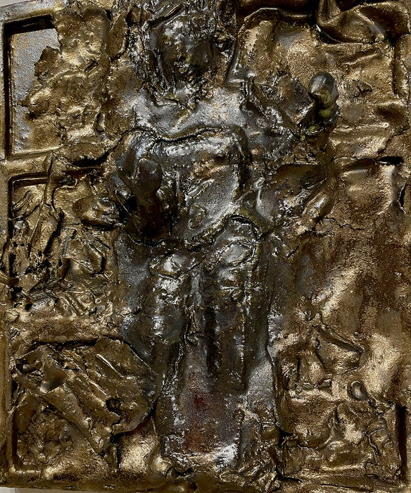 Another Station, 2023, glazed ceramic, 14 x 12 x 2 in. / 35.56 x 30.48 x 5.08 cm.