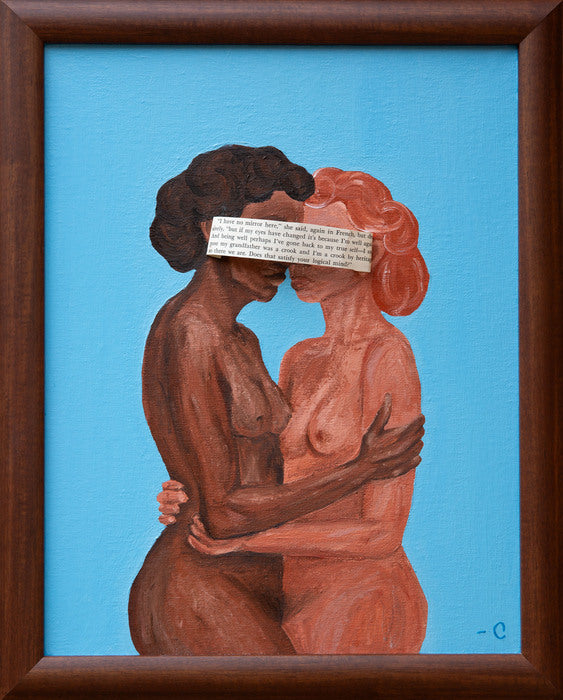 Like My Grandfather, 2025, acrylic & thread on found paper, 14 x 11 in. / 35.56 x 27.94 cm.