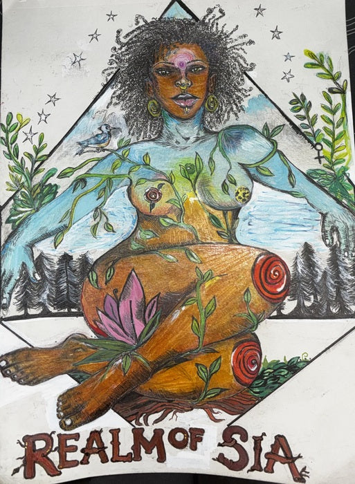 Realm of Sia, 2026, mixed media, 11 x 9 in. / 27.94 x 22.86 cm.