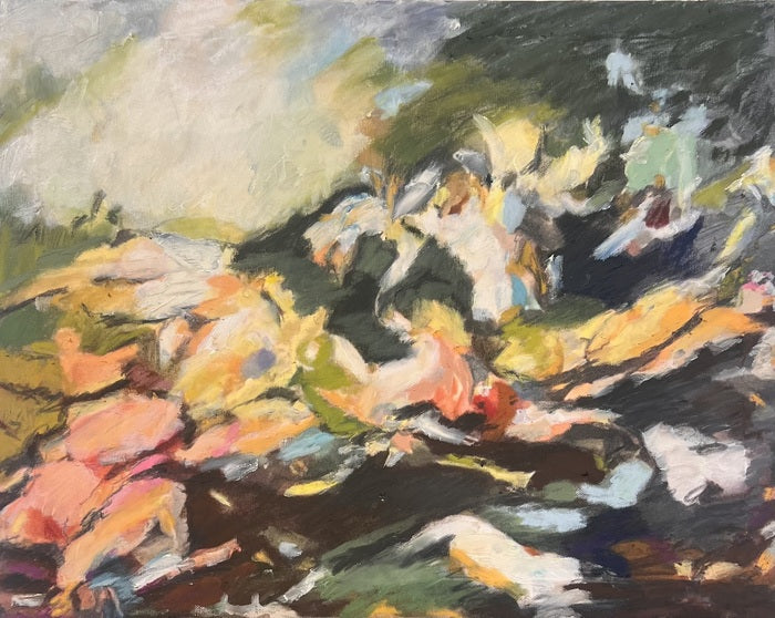 My Backyard, 2026, mixed media on canvas, 16 x 20 in. / 40.64 x 50.8 cm.