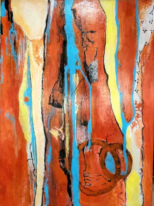 Soul Connection, 2024, mixed media, 36 x 48 in. / 91.44 x 121.92 cm.