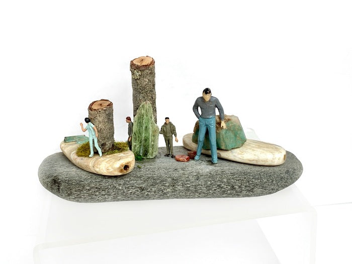 Isolation Island - #59 Hiding, 2025, mixed media, 2.5 x 5 x 2 in. / 6.35 x 12.7 x 5.08 cm.