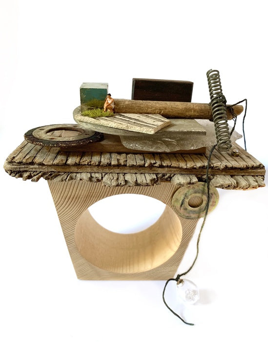 Isolation Island CUFF #1 Brown, 2025, mixed media, 6 x 6 x 3.5 in. / 15.24 x 15.24 x 8.89 cm.