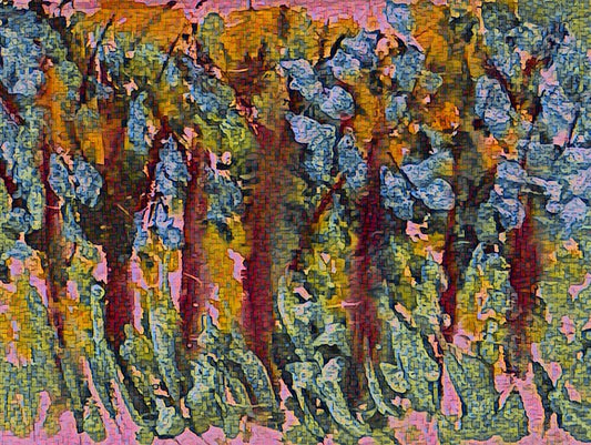 Threads of Light through the Wetlands, 2025, mixed media, 20 x 20 in. / 50.8 x 50.8 cm.